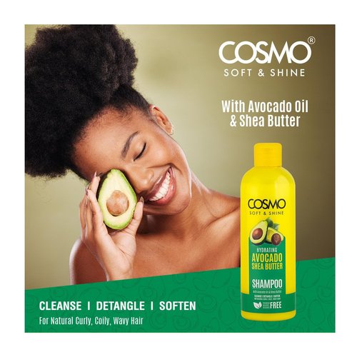 Cosmo Soft & Shine Shampoo - Hydrating Avocado & Shea Butter Formula | 16.2 fl. oz | Paraben-Free, Sulfate-Free, Daily Use