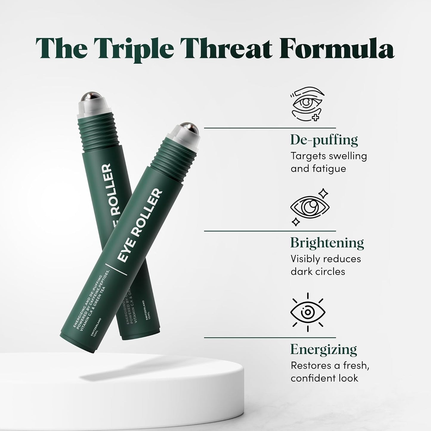 Wolf Project Under Eye Roller - Energizing Serum with Caffeine, Vitamin C & Peptides | Brightens Dark Circles & Reduces Puffiness