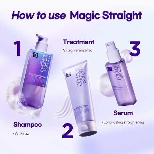 Mise En Scene Perfect Serum Magic Straight - Frizz Control Hair Taming Oil | Heat Protectant | 2.70 Fl Oz
