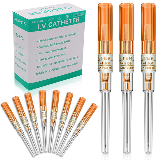 Catheter Needles - Autdor 50Pcs Piercing Needles 14 Gauge IV Catheter Needles Ear Nose Piercing Needles Stainless Steel Hollow Needles for Ear Nose Lip Tongue Belly Navel Nipple Cartilage Piercing Kit