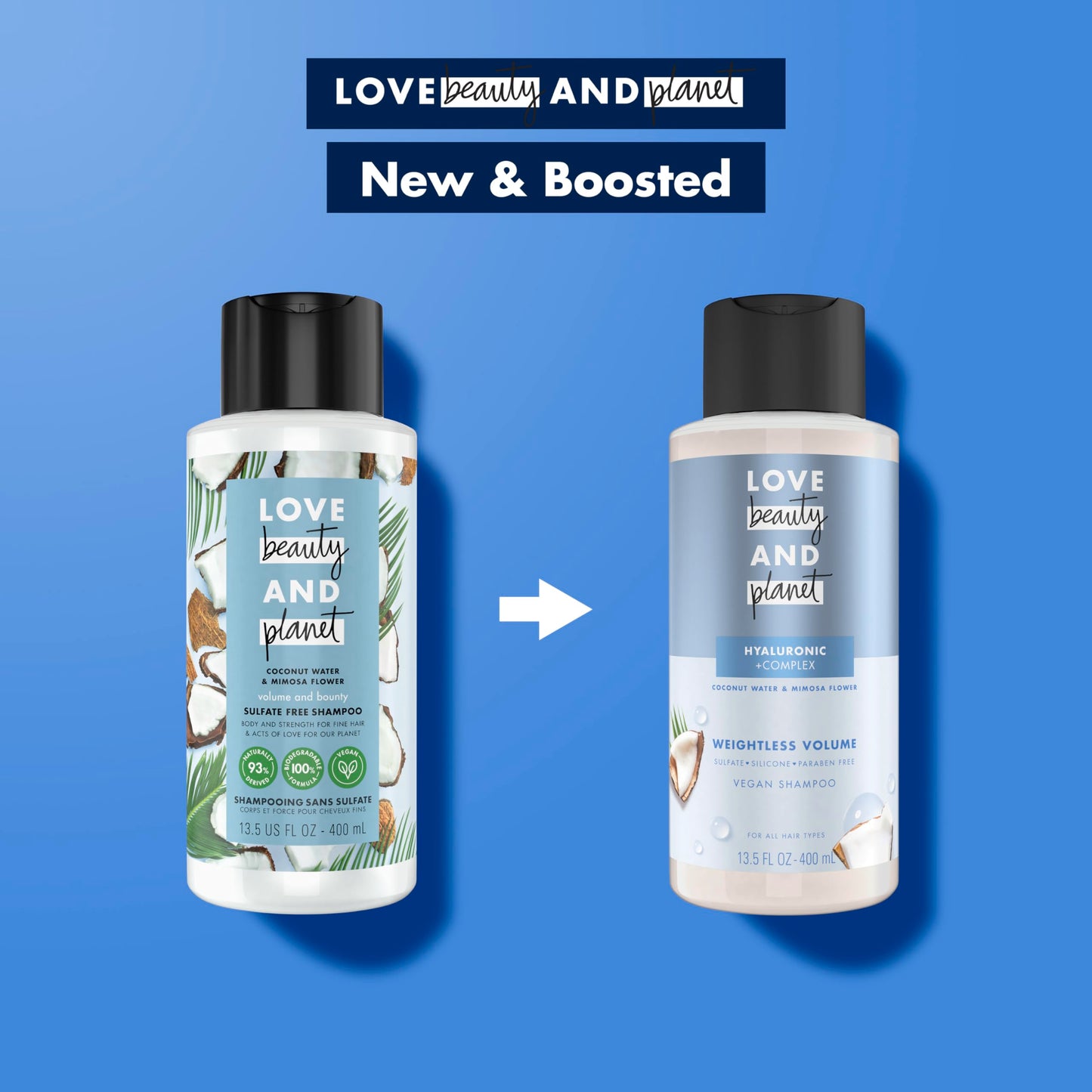 Love Beauty and Planet Weightless Volume Shampoo with Hylauronic acid Coconut Water & Mimosa Flower for Thin and Fine Hair 13.5 oz
