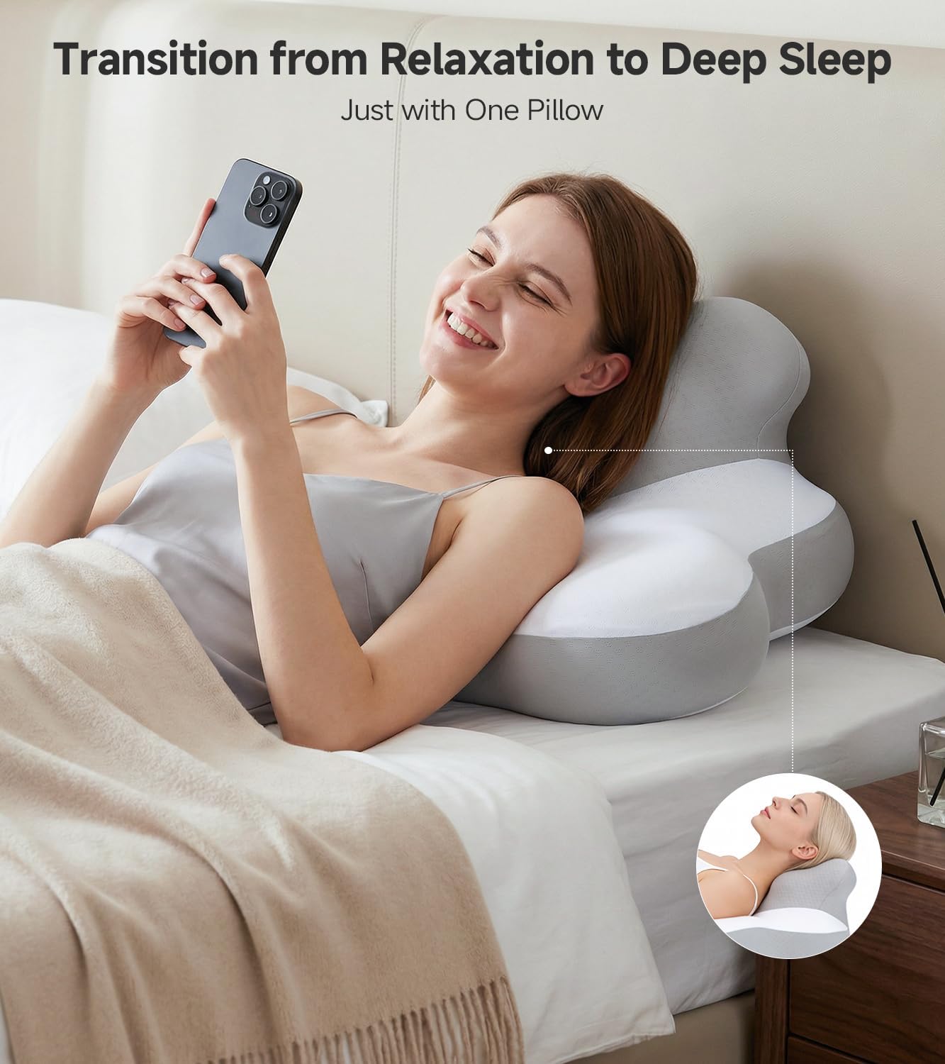 Skiennix Reading Pillow - Memory Foam Bed Wedge with Neck & Back Support | Ergonomic Design for Comfort