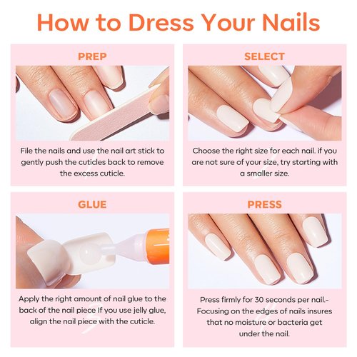 Modelones Milky White Press on Nails Almond, Spring Short Fake Nails, Reusable Nail Kit with Nail Glue Adhesive Tabs Mini Nail File, Nails Press Ons 32Pcs 16 Sizes, Women Girl Gift