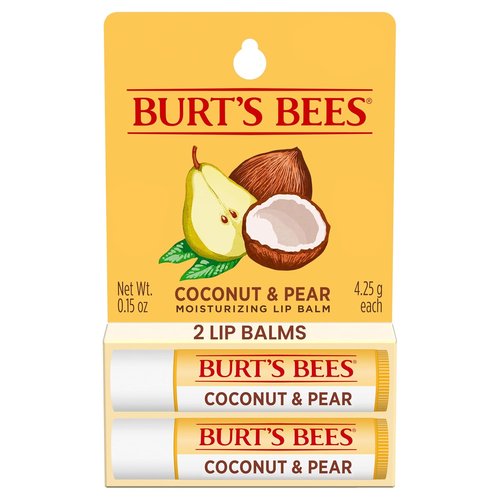Burt's Bees Lip Balm - Coconut & Pear, Natural Moisturizer with Beeswax | 2 Tubes, 0.15 oz Each