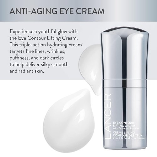 Lancer Skincare Eye-Contour Lifting Cream - Anti-Aging Formula with Diamond Powder & Hyaluronic Acid | 0.5 Ounces