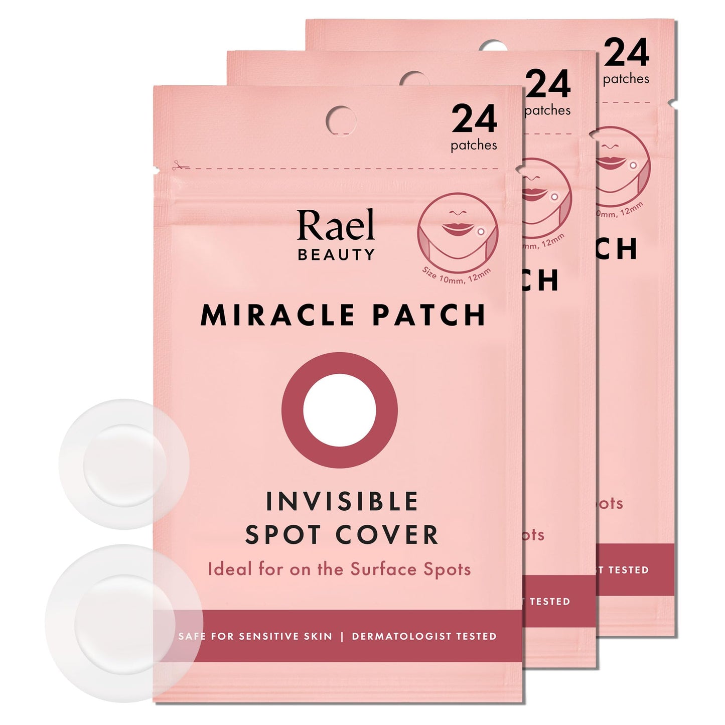 Rael Pimple Patches, Miracle Invisible Spot Cover - Hydrocolloid Acne Pimple Patch, Absorbs Zits & Blemish, Korean Skin Care, 2 Sizes (96 Count)