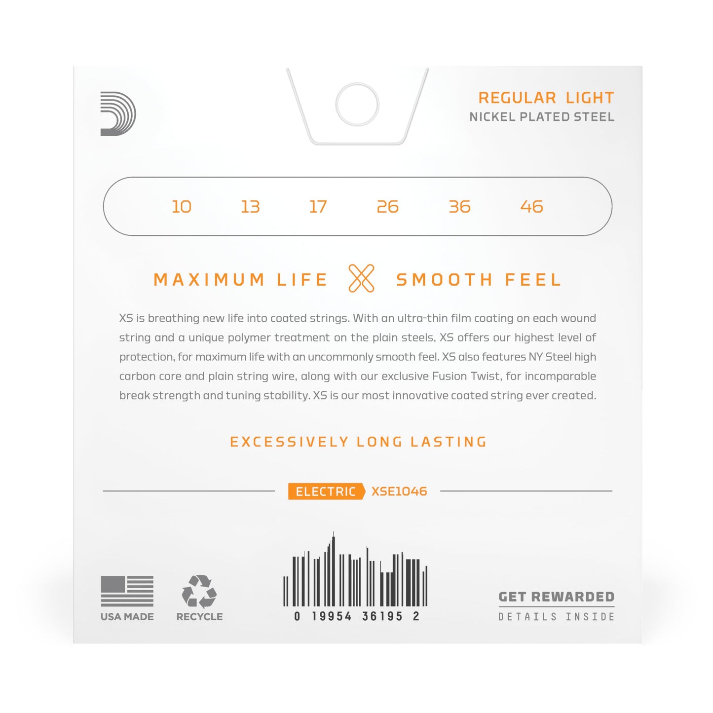 D'Addario Electric Guitar Strings, XS Nickel Coated, XSE1156, Med Top/X-Heavy Bottom Gauge 11-56, 6-String Set, Pack of 1