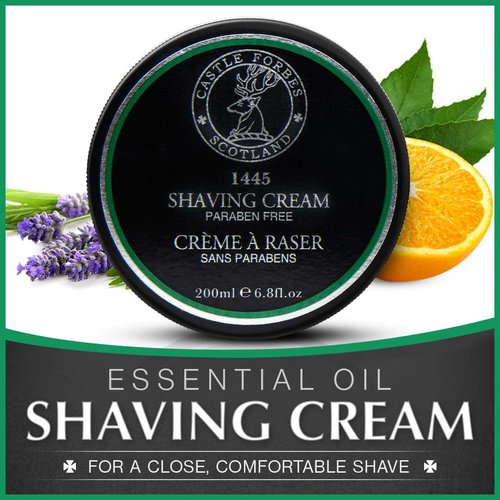 Castle Forbes 1445 Shaving Cream - Moisturizing Smooth Lather with Essential Oils | 6.8 fl. oz. | Protects Against Razor Burn & Irritation