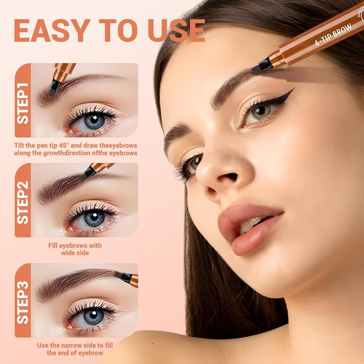 Skiennix Microblading Eyebrow Pencil - Long-Lasting, Natural-Looking Hair-Like Brows | Dark Brown