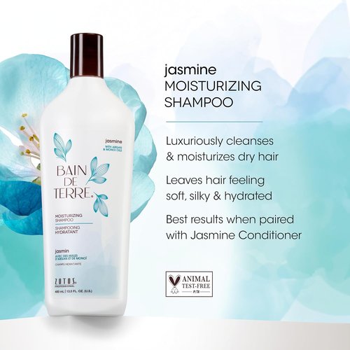 Bain de Terre Jasmine Moisturizing Shampoo - Luxurious Hydration with Argan & Monoi Oils | Paraben-Free & Vegan