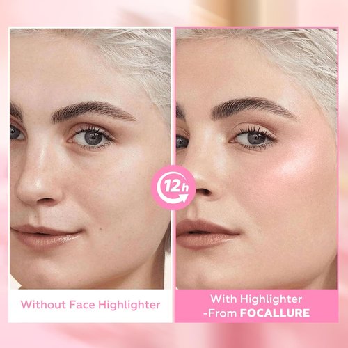 FOCALLURE Shimmer Liquid Highlighter - Smooth Cream Formula for Natural Glow | Long-Lasting Illuminator in Vibrations
