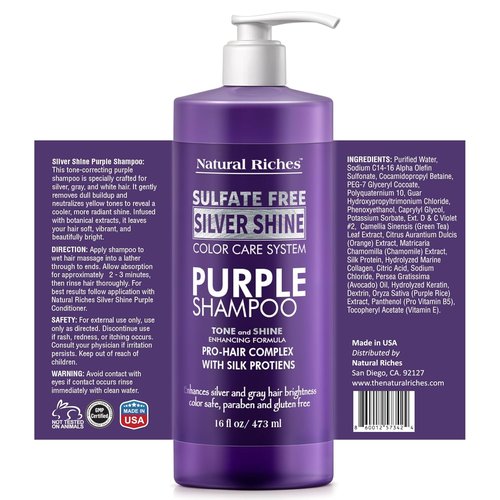 Natural Riches Radiant Silver Shine Shampoo & Conditioner Set - Paraben-Free, Color Safe, 16 fl oz