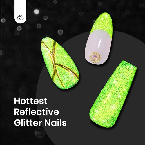 beetles Gel Polish Green Glitter Gel Nail Polish 0.51OZ Reflective Nail Art Manicure Salon DIY at Home UV LED Needed Gifts for Women Lime Shock St Patrick Day