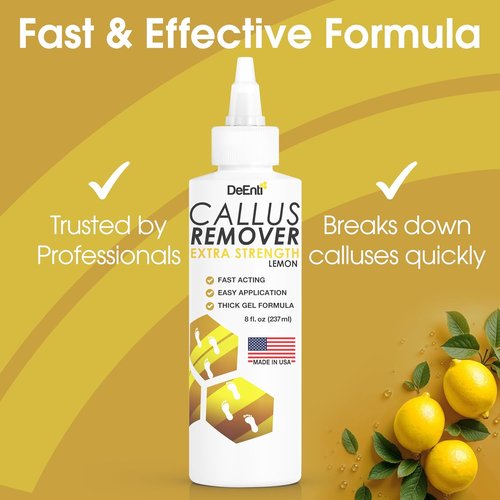 DeEnti Callus Remover Gel - Extra Strength 8oz for Dry Skin & Cracked Heels | Professional Pedicure Care