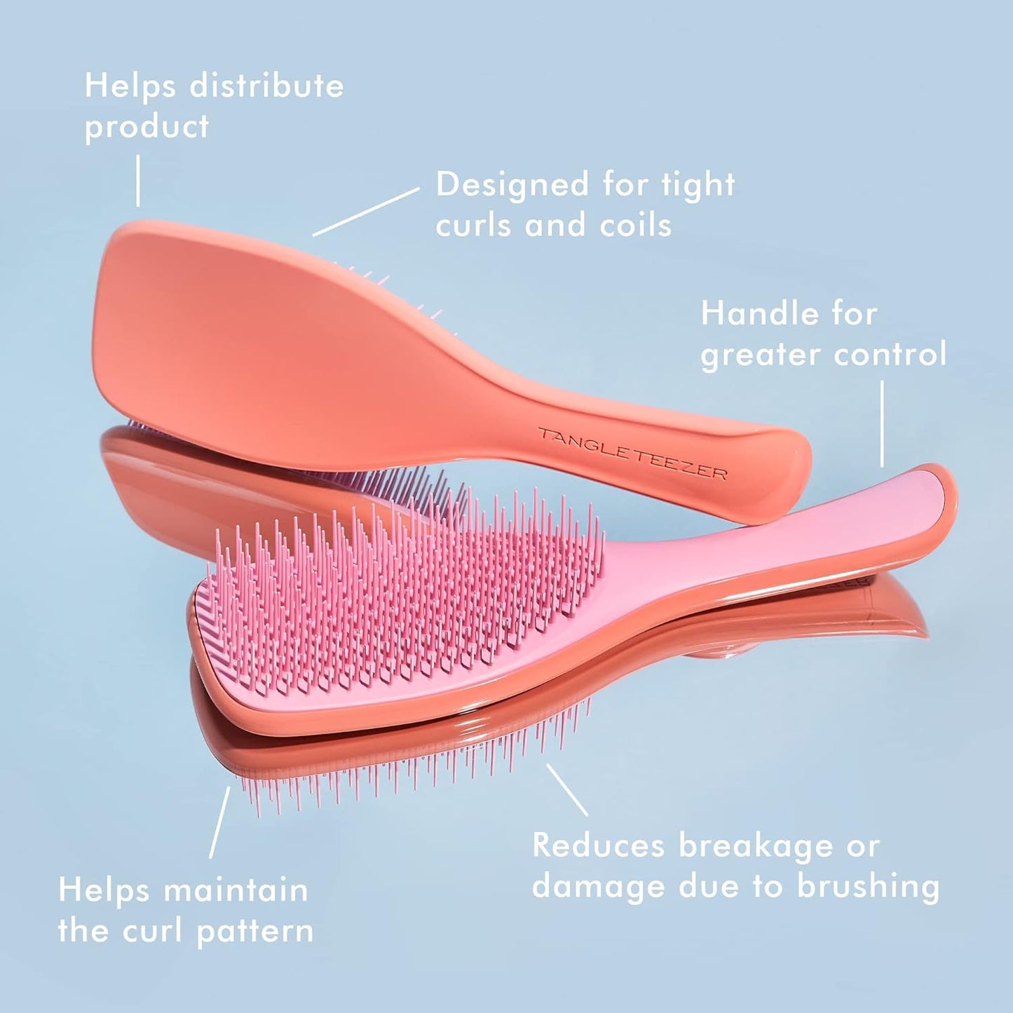 Tangle Teezer Curly Hair Detangling Duo - Ultimate Detangler Brush & Wide Tooth Comb for 3C to 4C Hair