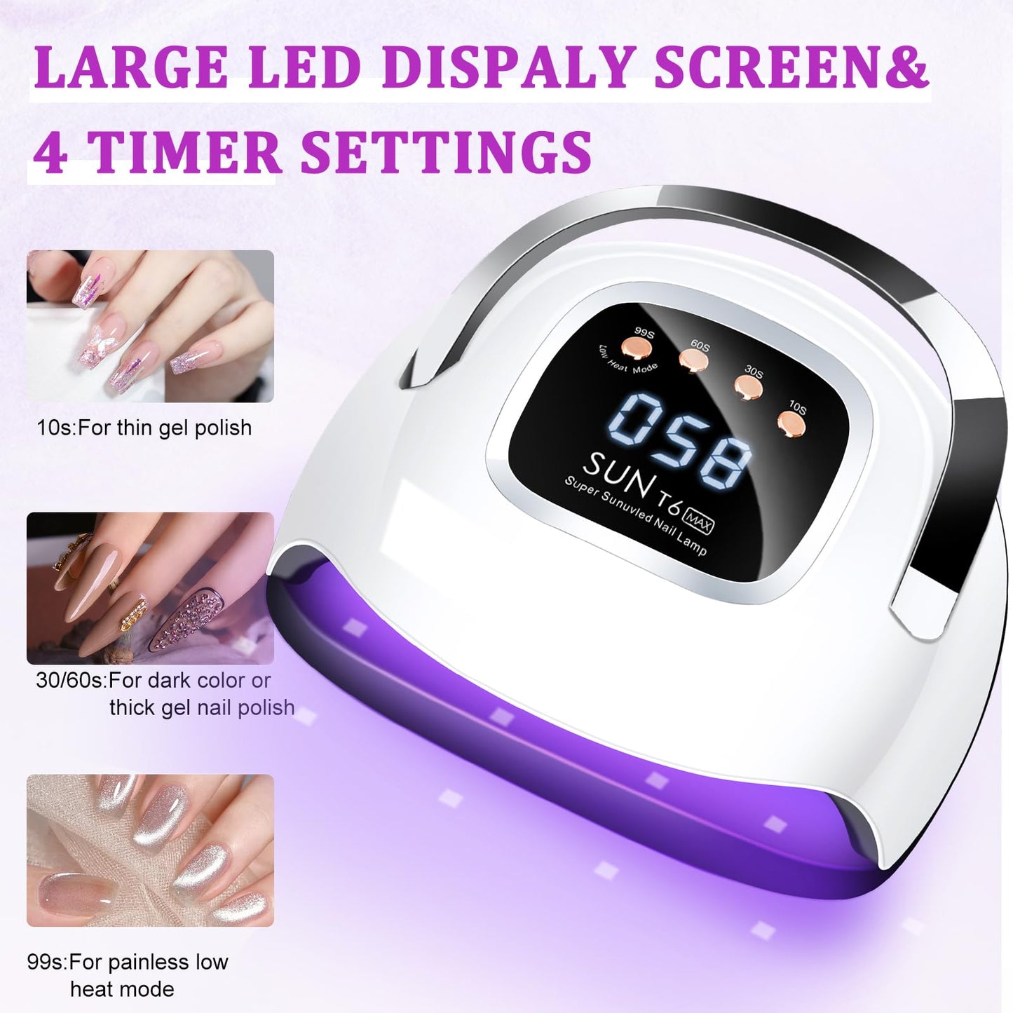 LKE UV Nail Lamp, Nail Dryer 220W Light for Nails with 4 Timers LED Lamp Gel Polish Kit Professional Art Tools Automatic Sensor