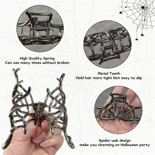 AIUPUOC Metal Black Spider Web Hair Clip for Women, 1Pcs, Medium, Halloween Themed, Metal Material, Hair Clip, Hair Accessory, Party Hair Decorations, Cosplay, Travel, Work, Everyday Wear
