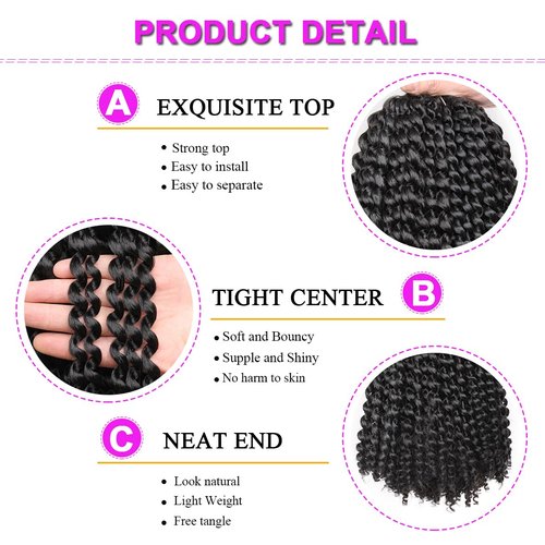 18 Inch Passion Twist Water Wave Crochet Hair 2Packs Black Bohemian Curly Braids for Butterfly Locs Crochet Hair Synthetic Braiding Hair Extension (18 Inch,1B#)