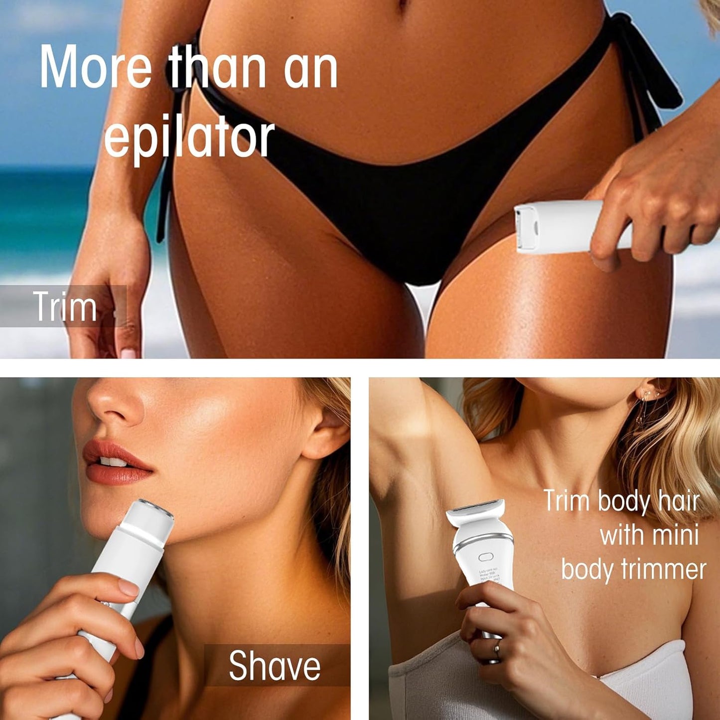 Skiennix Epilator Hair Removal for Women | 2-in-1 Electric Razor & Bikini Trimmer with LED Light