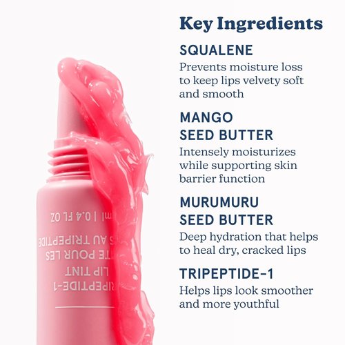 Blume Tri-Peptide Tinted Lip Balm - Hydrating Bubblegum Pink Superbalm with Shea Butter & Squalane | 0.4 Fl Oz