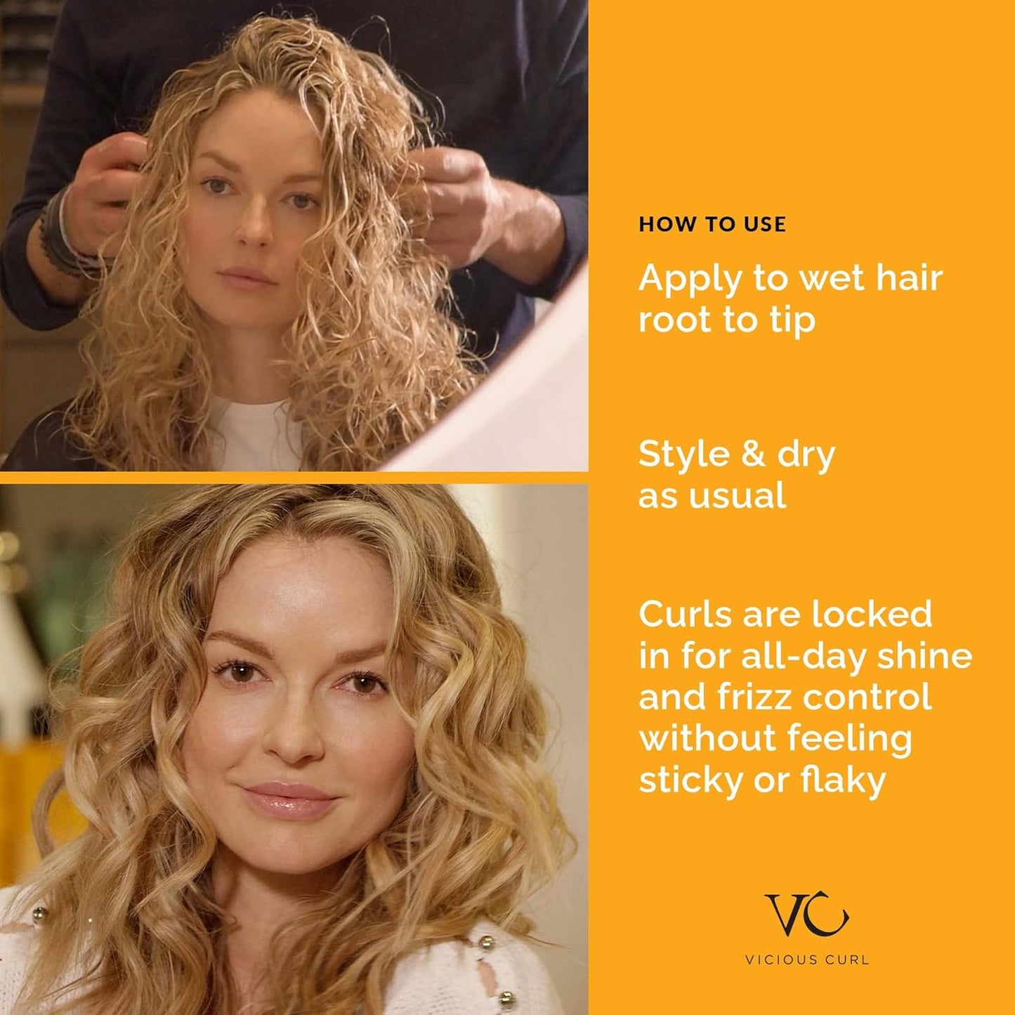 VICIOUS CURL Lock Gel - Flake-Free Curl Defining Gel for Wavy & Curly Hair | Medium-Strong Hold, 6 Fl Oz