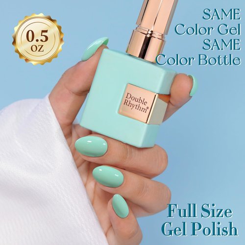 Double Rhythm 15ML Gel Nail Polish Pure Sheer Same Color Same Bottle Soak Off Gel Polish Art Manicure Salon DIY at Home for Women (Mint Green Glow-A1315)