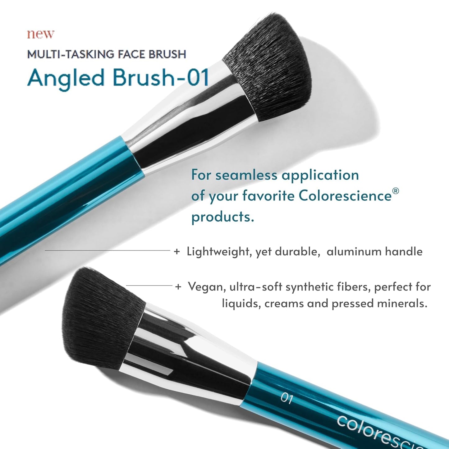 Colorescience Angled Face Brush - Professional Quality Makeup Tool for Flawless Application