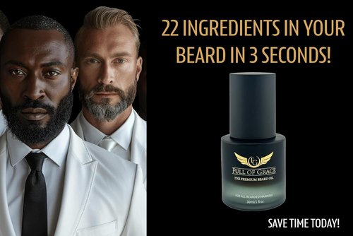 FULL OF GRACE Premium Beard Oil - Organic Blend with Argan & Jojoba for Hydration | Oud, Vanilla Caviar & Amber | 30ml