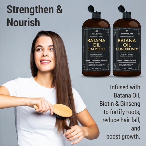 Batana Oil Shampoo & Conditioner | Fights Hair Loss & Dandruff - Sulfate Free - 16 fl oz x 2