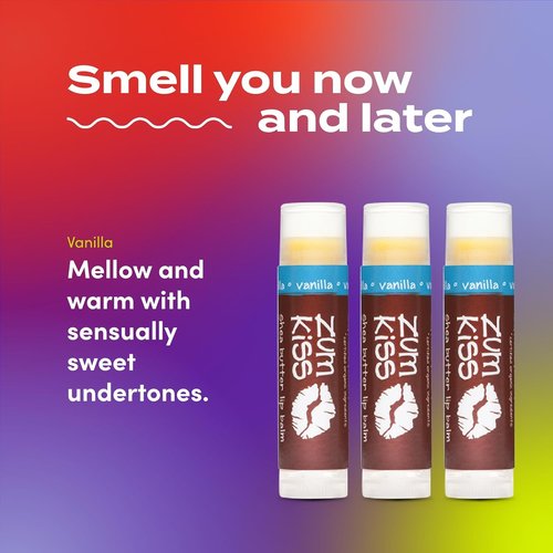 Indigo Wild Zum Kiss Stick - Hydrating Natural Lip Balm with Organic Beeswax & Vitamin E - Vanilla (3 Pack)