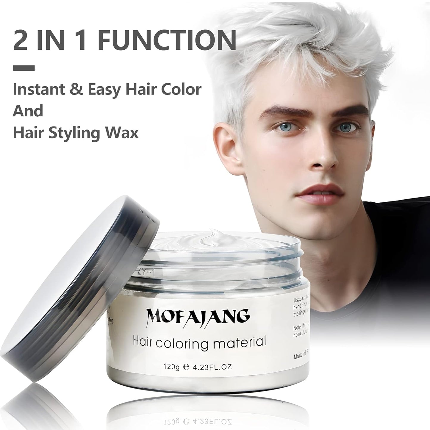 White Hair Color Wax by [Brand Name] - 4.23 oz Natural Styling Pomade for Cosplay & Parties