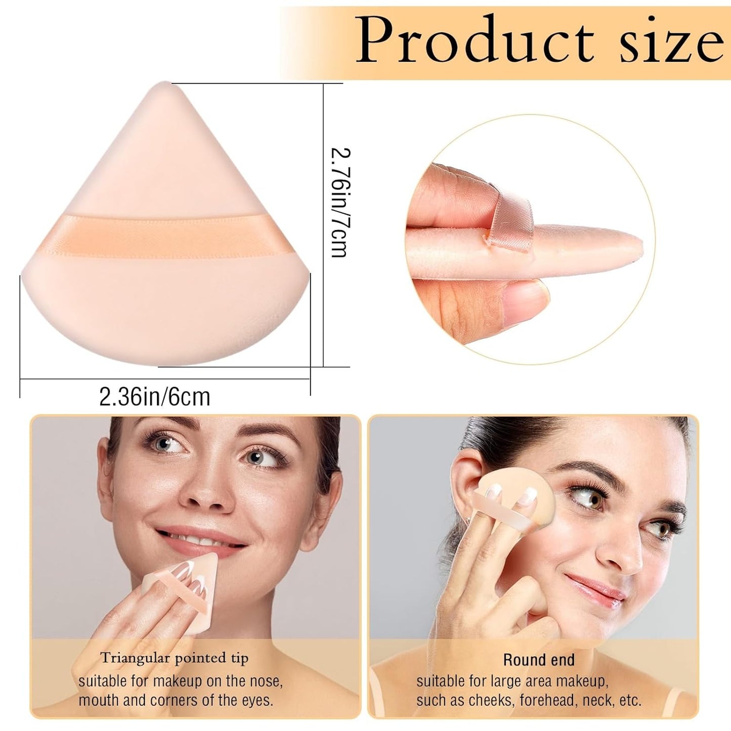 Skiennix Triangle Powder Puff Set - 6 Soft Makeup Sponges for Flawless Foundation Application | Flesh Color