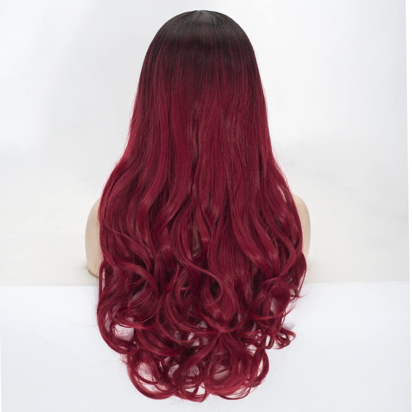 FALAMKA Dark Red Wig for Women Red Ombre Long Wavy Wig Cosplay Costume