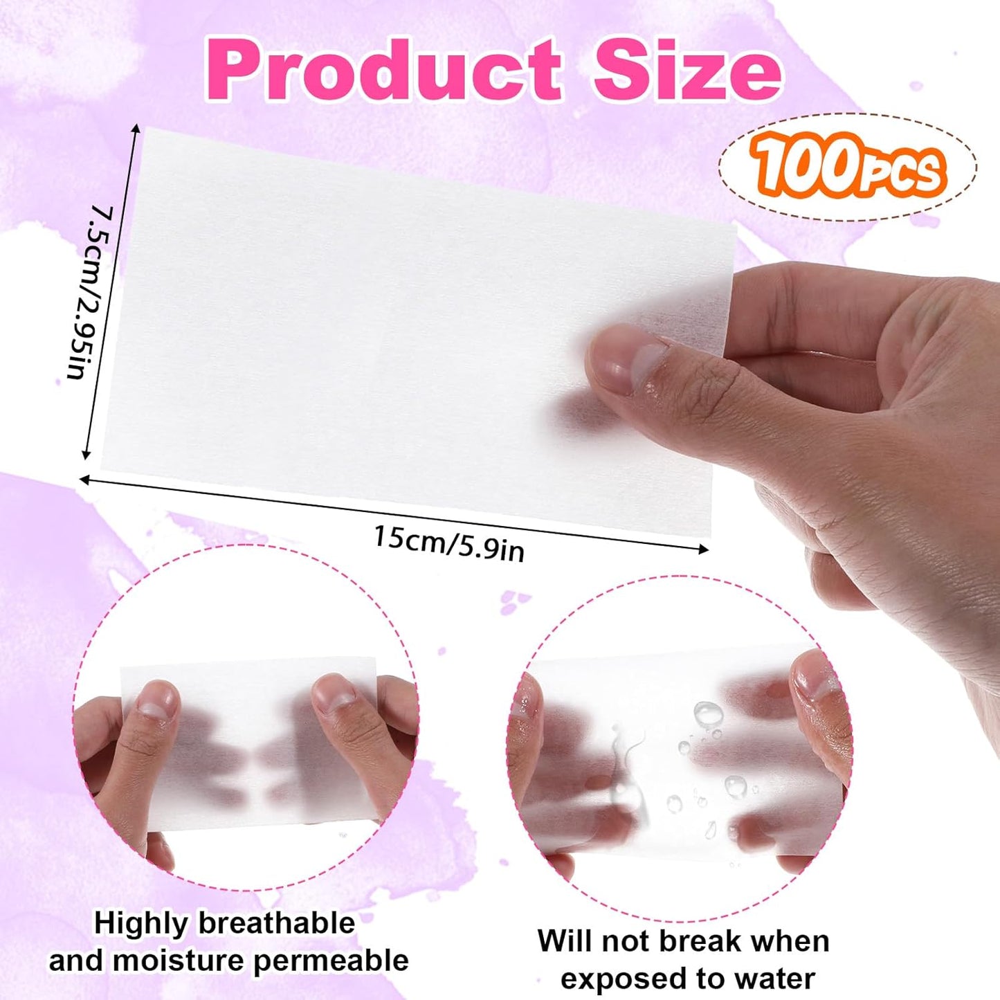 Skiennix Disposable Salon Perm Papers - High Temperature Resistant Hair Wrapping | 100PCS, 15 x 7.5cm