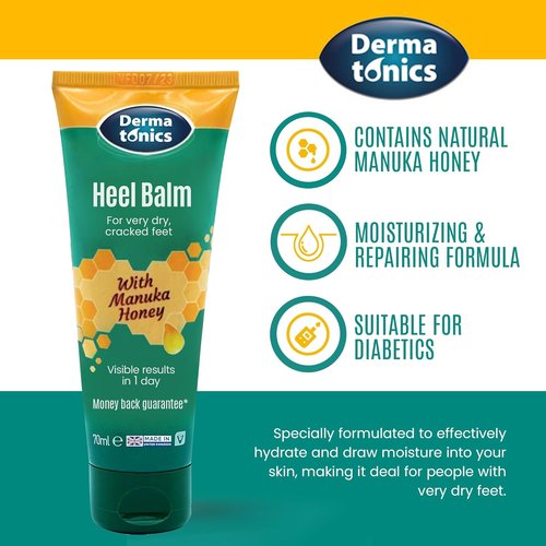 Dermatonics Foot Cream - Intensive Moisturizing Treatment with 25% Urea & Manuka Honey | 2.37 oz for Dry Cracked Heels