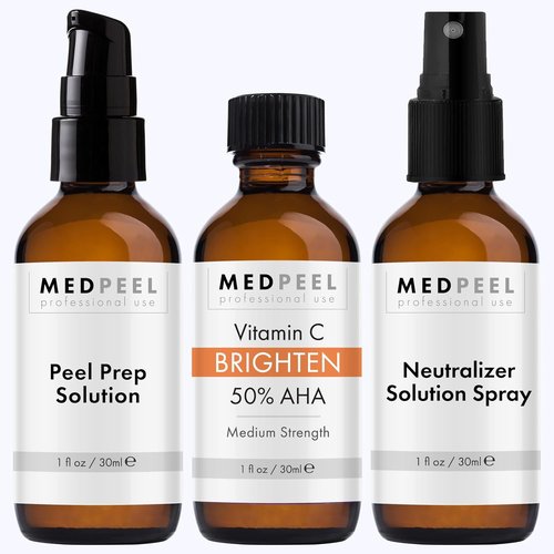Medpeel Chemical Peel Kit - 50% AHA & Vitamin C for Brightening | Professional Grade, 1oz/30ml (Set of 3)