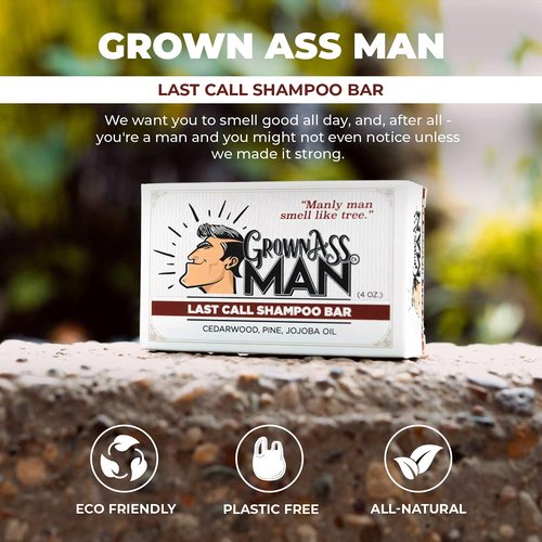 Grown Ass Man Co. - Solid Shampoo Bar | Rich Lather 3-in-1 Hair, Beard & Body Wash - Eco-Friendly 4oz Bar