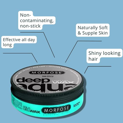 Morfose Deep Aqua Hair Gel Wax - Strong Hold & Shine for Flexible Styling | 5.92 Fl. Oz, Fruity Scent