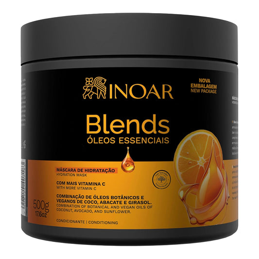INOAR Blends Hair Mask - Moisturizing Treatment with Vitamin C & Argan Oil for Dry Hair | 17.64 Fl Oz