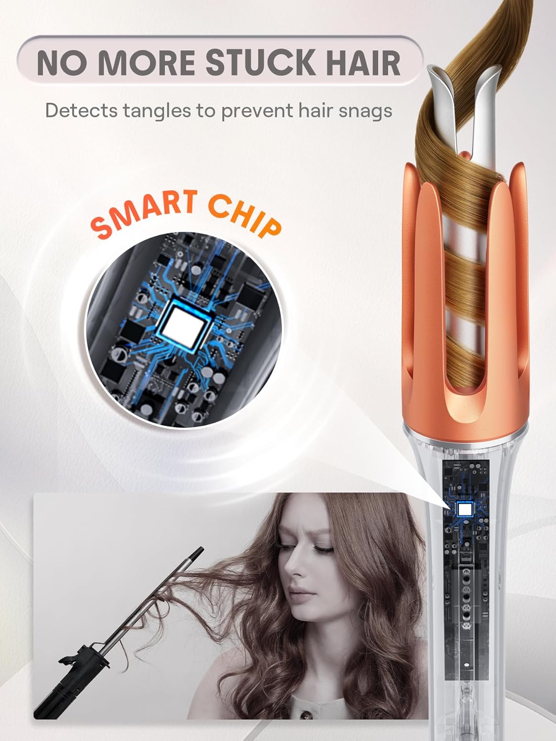 SHEGLAM Automatic Curling Iron - 1 1/4 Inch, Fast Heating, 3 Temperatures, Anti-Scald & Tangle Features