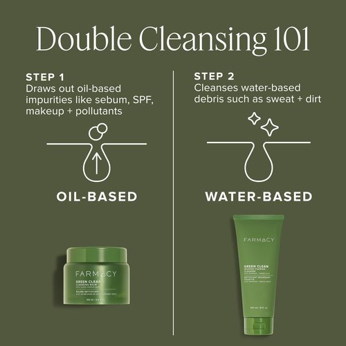 Farmacy Makeup Remover Cleansing Balm - Green Clean Waterproof Makeup Remover Balm + Oil Cleanser for Face - Gently Melts Make Up + SPF - Hydrates + Softens Skin with Super Greens + Papaya (100ml)