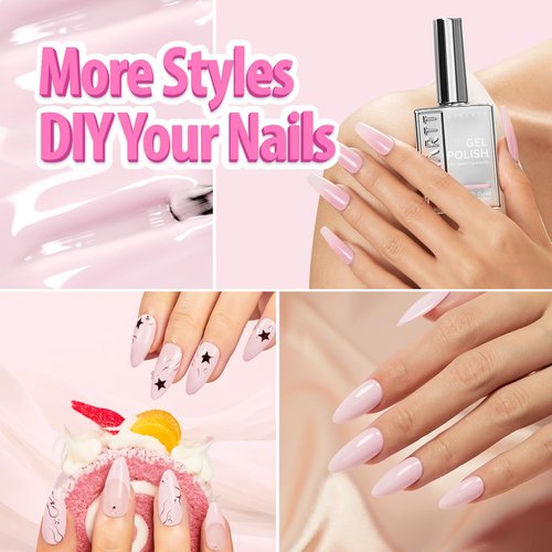 Makartt Milky Pink Gel Nail Polish: 15ML Hema-Free Jelly Baby Pink Nail Polish Sheer Translucent Effect Soak Off UV LED Nail Art Manicure DIY Home Salon Gift for Women
