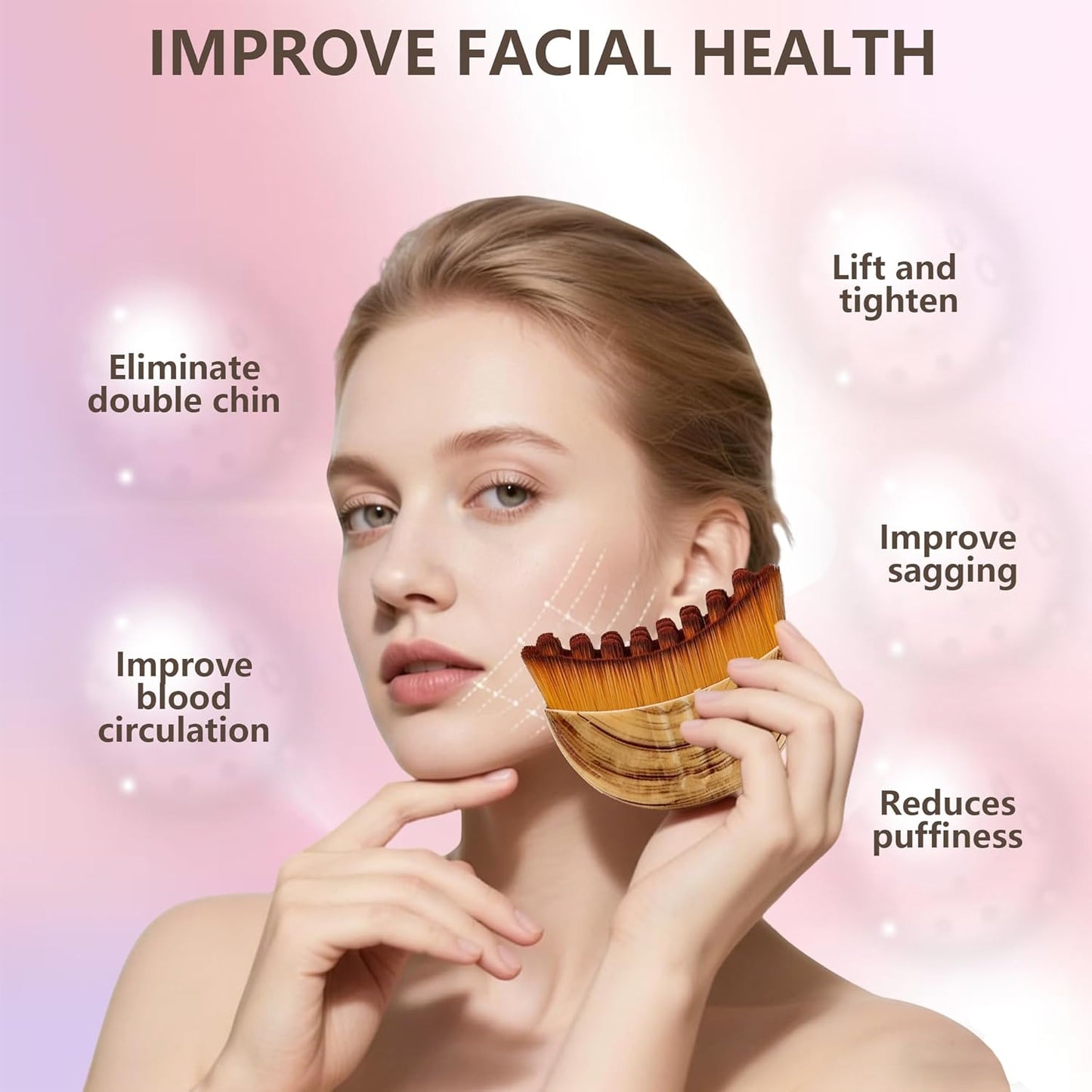 Skiennix Lymphatic Contour Face Brush - Super Soft Manual Massager for Sculpting & Puffiness Relief | Portable Case Included