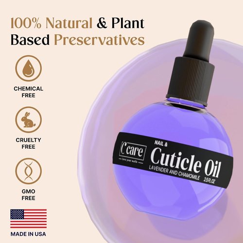 C CARE Cuticle Oil - Lavender & Chamomile Nail Treatment - Moisturizes & Strengthens Nails - 2.5 oz Bottle