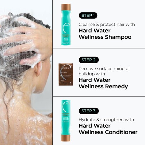 Malibu C Hard Water Wellness Hair Remedy | B5 Scalp Revitalizer Mist - Restore Moisture & Protect Sensitive Scalp (3 Packets + 8 oz)