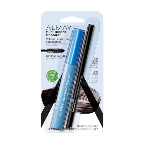 Almay Multi-Benefit Mascara & Eyeliner Duo - Versatile Black Brown for Stunning Eyes