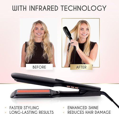 ELLA BELLA® Titanium Flat Iron Hair Straightener - Infrared Technology for Professional Results | Digital Temperature Control