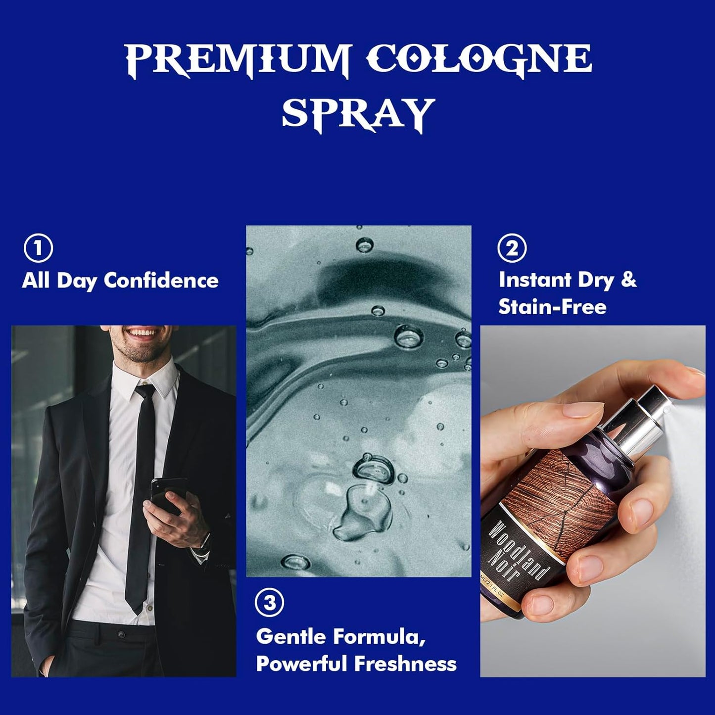 Skiennix Body Spray for Men - Travel Size Fragrance Mist Set | 3 Pack, 60 ml Each - Crimson Ember, Aqua Reverie, Woodland Noir