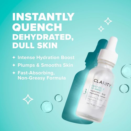 ClarityRx Daily Dose of Water Hyaluronic Acid Serum - Hydrating Anti-Aging Treatment for Dry Skin