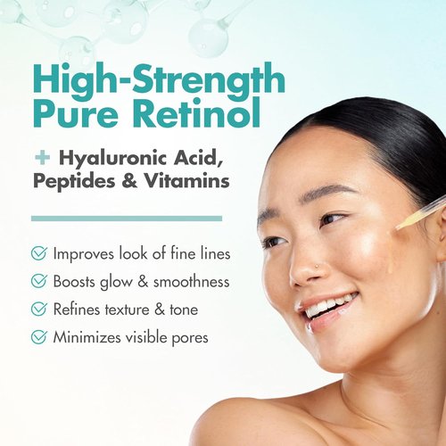 Ebanel Retinol Serum - Anti-Aging Face Serum with Vitamin C, Peptides & Hyaluronic Acid | Reduces Fine Lines & Dark Spots